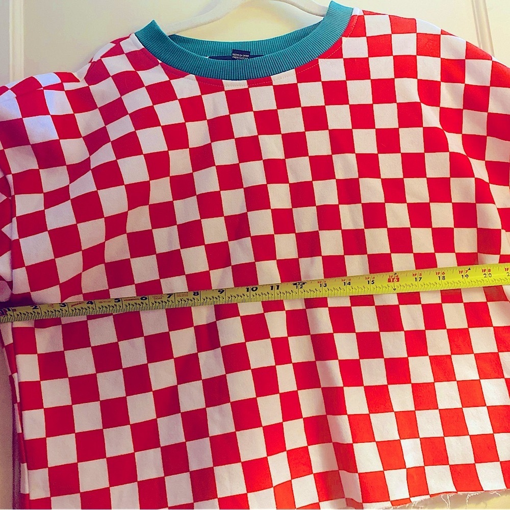 NWOT- 2 Piece Red & white checkerboard jogger/matching crop top Plus size 0X